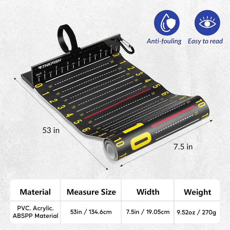 THKFISH 53in Fish Ruler with Measuring Board, Portable Waterproof Folding Fishing Ruler Fish Measuring Tape for Boat, Kayak, Coolers, Yacht and Workbench - Image 2